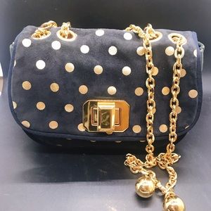 Juicy couture polkadot dark blue and gold bag